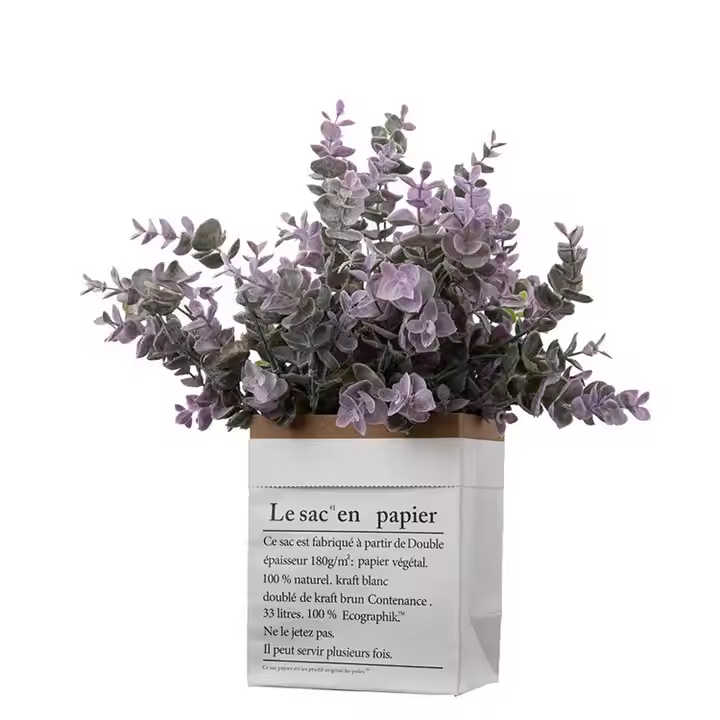 Wholesale Artificial Plastic Eucalyptus Leaf 5 Branches Eucalyptus Leaves