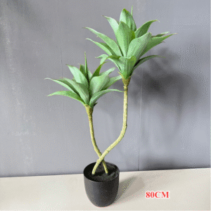 Artificial green plants in pots are used for home decoration
